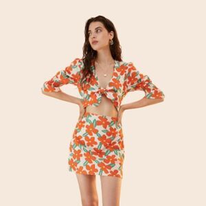 Cider White & Orange Floral Mini Dress Size Large Sold Out